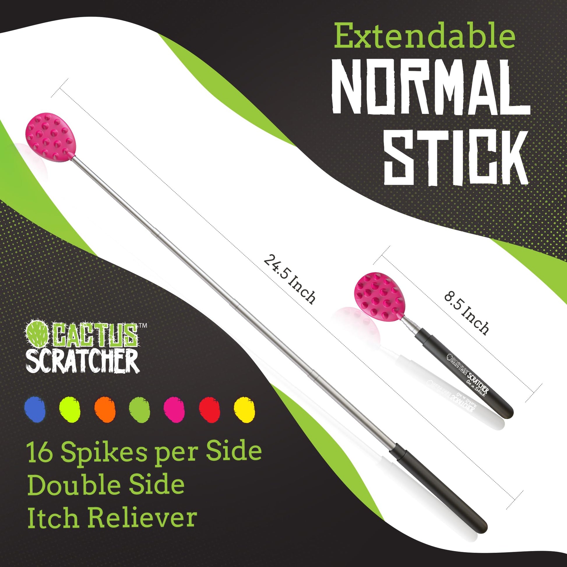 Rascador de Espalda Cactus Plástico Retráctil Compacto 25 Pulgadas 5 Secciones 16 Pinchos