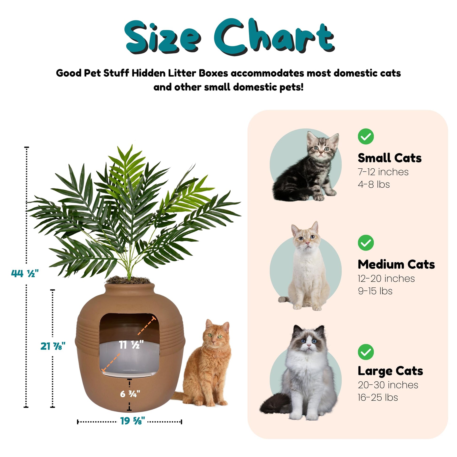 Good Pet Stuff, Caja de Arena Oculta Original y Kit Esencial de Forro Reutilizable, Caja de Arena Redonda Cerrada para Gatos con Plantas Artificiales, Sistema de Filtro de Olor a Carbono ventilado,