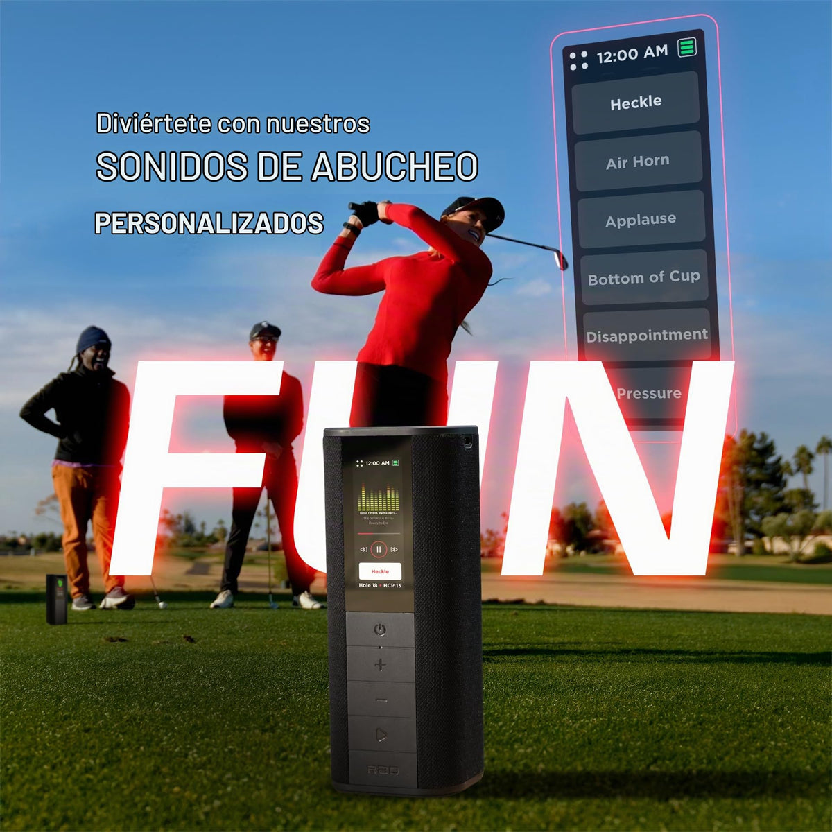 Altavoz GPS Sound Pro Golf Negro con Puntuación de Voz y Carrito de Golf Magnético