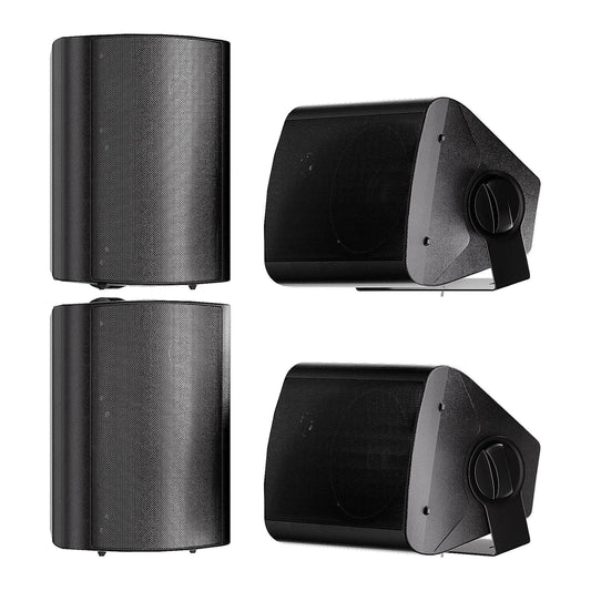 STUDIOFINIX - Altavoces para Exteriores de 5.25 Pulgadas, 600 W, Impermeables, con Cable, pasivos de Montaje en Pared para Patio, cochera, hogar, 2 Pares (Negro)