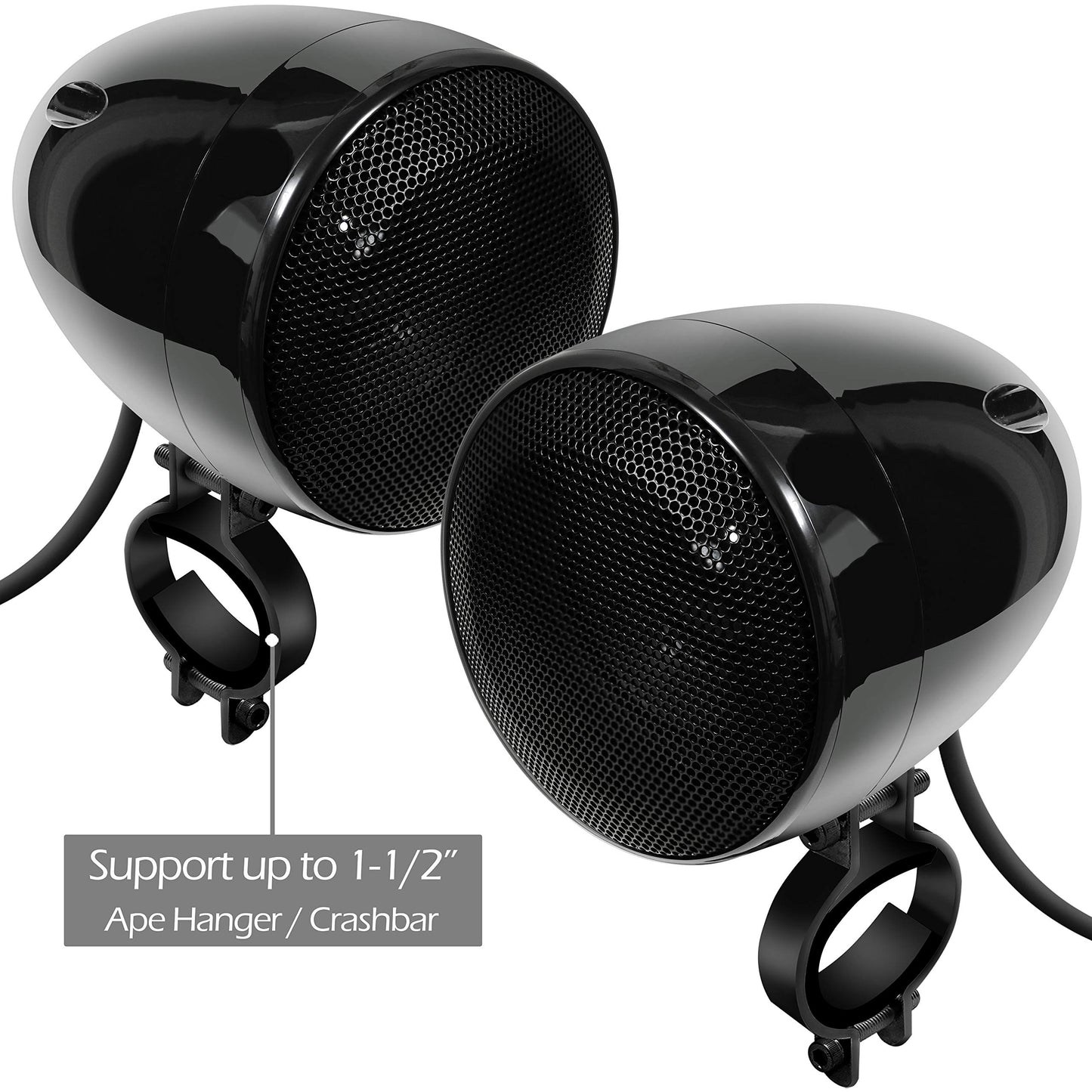 GoHawk TN4-R - Amplificador de 10 cm, rango completo, impermeable, Bluetooth, bocinas estéreo para motocicleta, de 1 a 1.5 pulgadas (2.5 a 4 cm) Sistema de amplificador de audio para montaje en manubrio Harley Touring Cruiser ATV UTV RZR, AUX, Radio FM (T