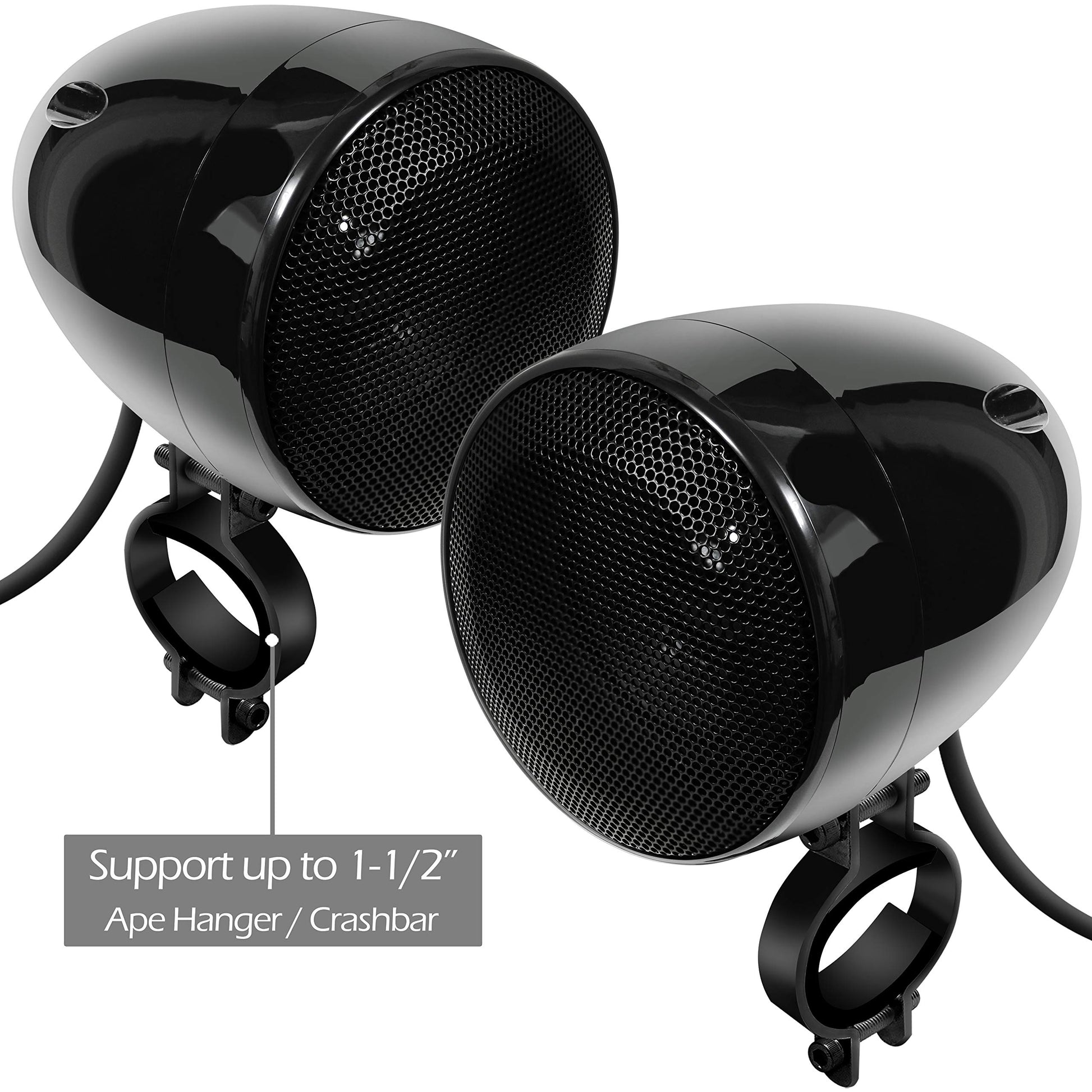 GoHawk TN4-R - Amplificador de 10 cm, rango completo, impermeable, Bluetooth, bocinas estéreo para motocicleta, de 1 a 1.5 pulgadas (2.5 a 4 cm) Sistema de amplificador de audio para montaje en manubrio Harley Touring Cruiser ATV UTV RZR, AUX, Radio FM (T