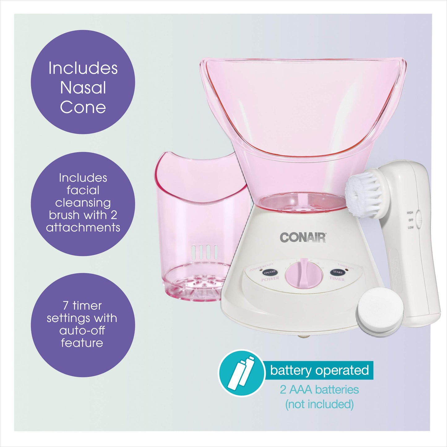 Conair True Glow by Gentle Mist Sistema de sauna facial hidratante con cepillo de limpieza facial