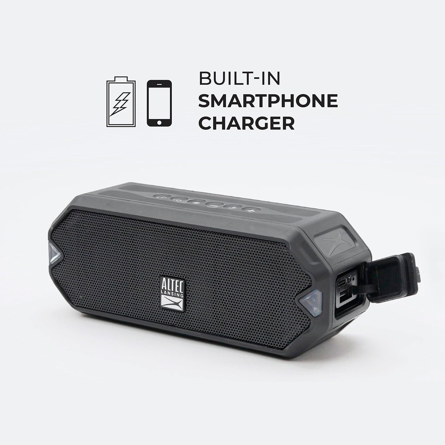 Altec Lansing - Altavoz Bluetooth inalámbrico HydraJolt, altavoces portátiles impermeables con cargador de teléfono integrado y luces, a prueba de todo al aire última intervensión, a prueba de golpes,