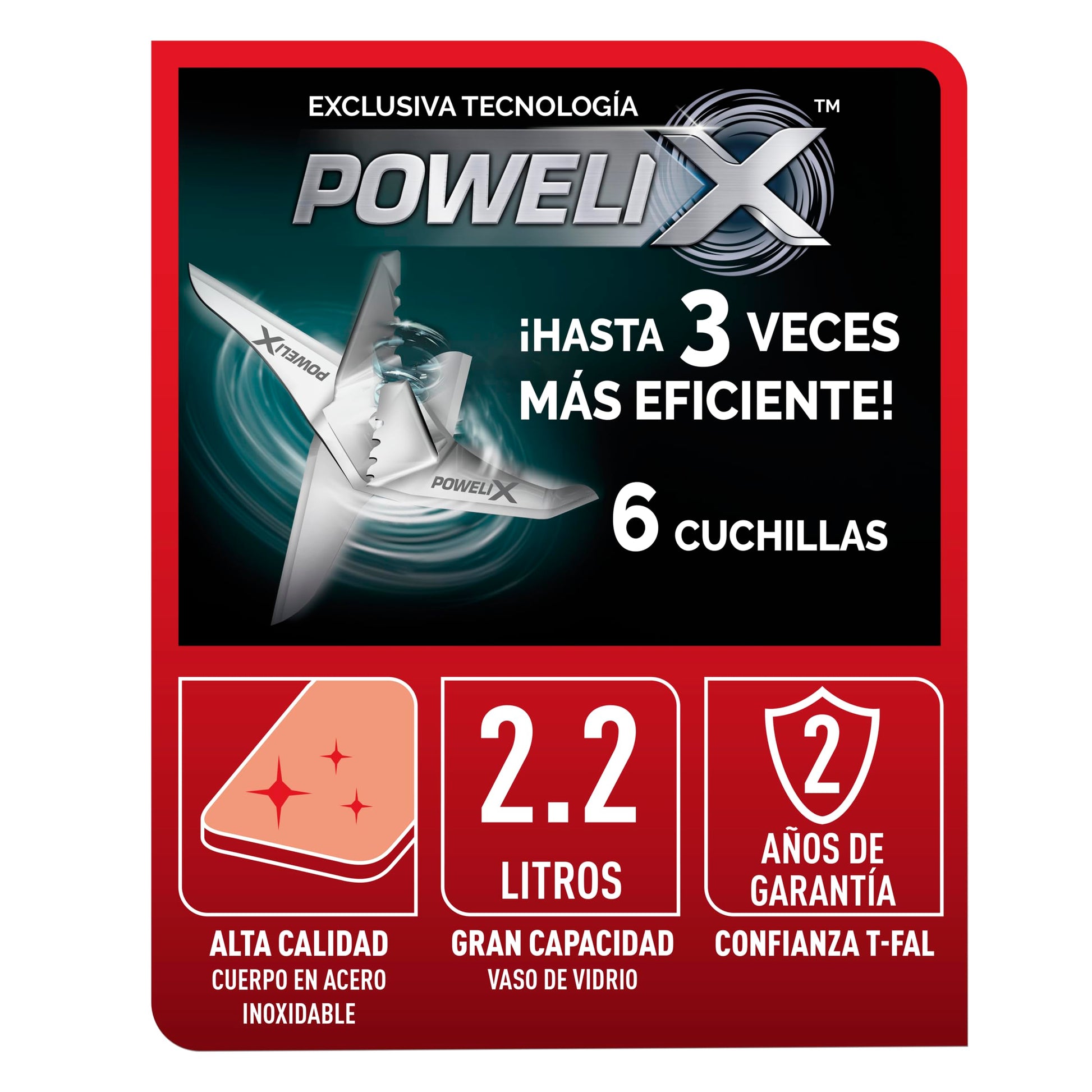 Licuadora T-fal Ultraforce con Vaso de Vidrio y 8 Velocidades