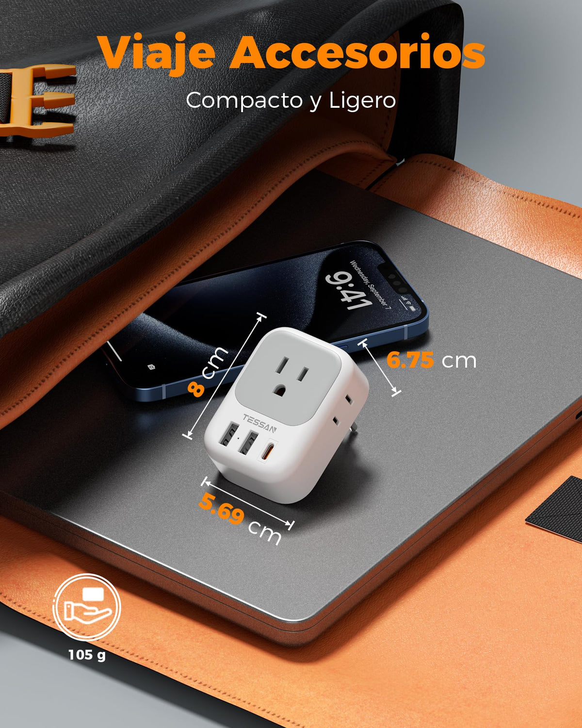 Adaptador de Viaje TESSAN Suiza con Enchufe Suizo 4 CA 3 USB