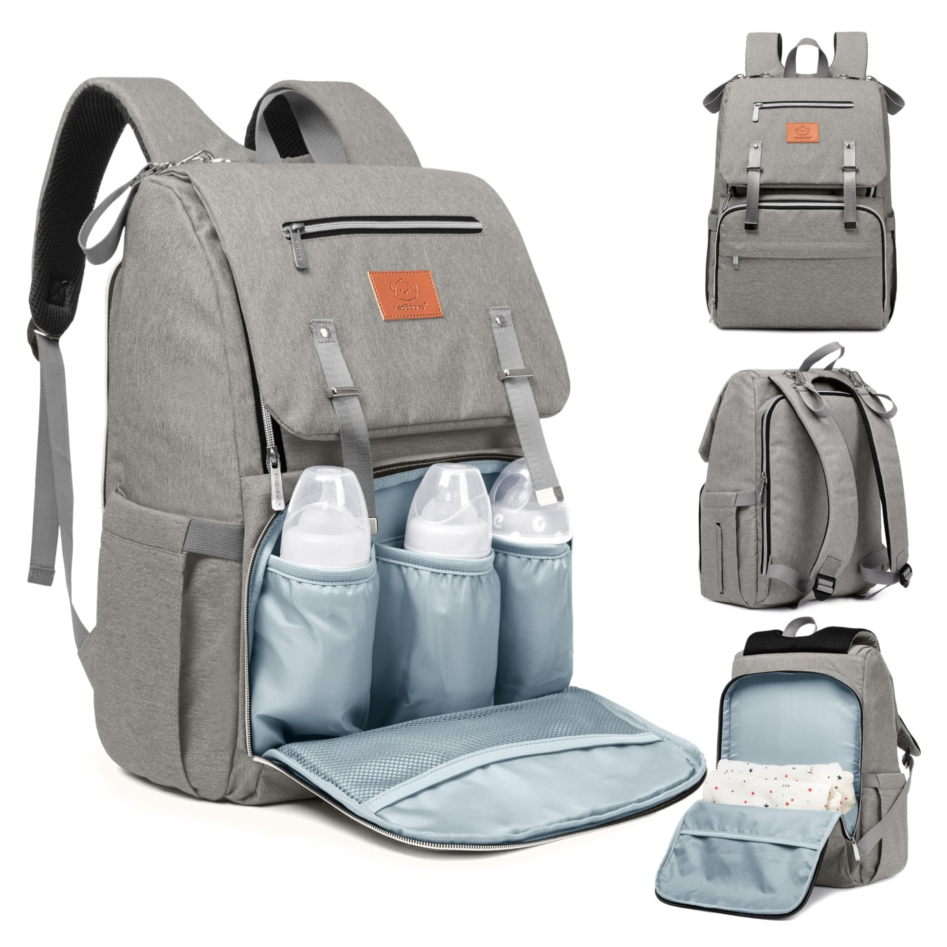 Mochila para paquete de pañale - Bolsos de viaje para bebés, impermeables y multifuncionales - Bolsos grandes para pañales - Durables y elegantes - Incluye colchoneta cambiadora (Classic Gray)