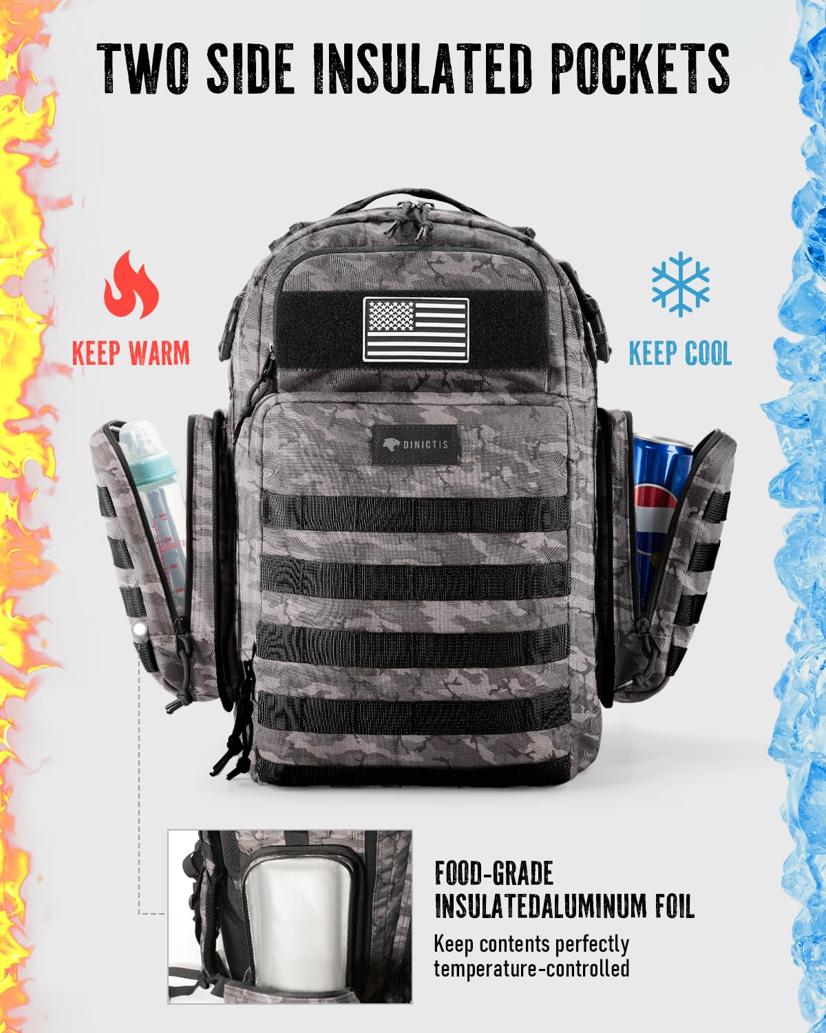 Dinictis 40L Diaper Bag Backpack for Dad,Travel Baby Nappy Bags for Men,Baby Accessories for Daddy- Black Camo