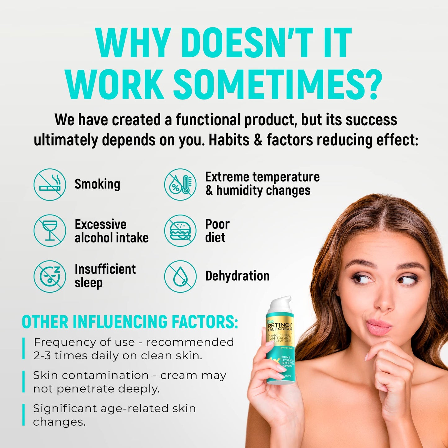 PENEBELLA New Bakuchiol Face Moisturizer - Made in Europe - Anti-Aging Retinol Alternative Cream - Moisturizing & Hydrating Serum - Wrinkle Cream for Face & Neck - Hyaluronic Acid - Vitamin C, E, F, Natural Oils