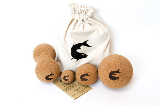 AQUANIMOUS Cork Massage Balls Natural Firm Ultra-Light Eco-Friendly Fascia Massage Balls with Travel Bag (Set of 4)…