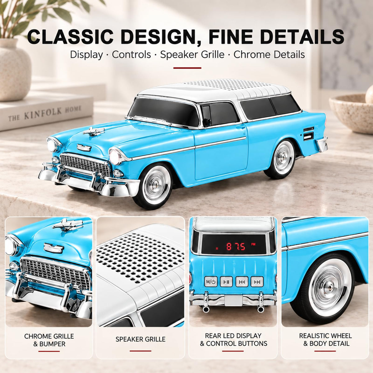 Altavoz Bluetooth WSTER Azul Station Wagon Classic
