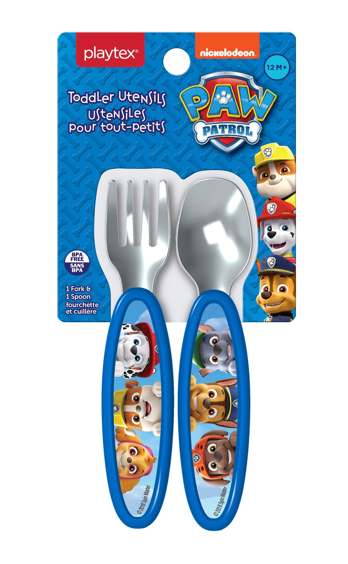 Playtex - Utensilios de Patrulla Canina para niños, incluyendo 1 cuchara y 1 tenedor (paquete de 1)