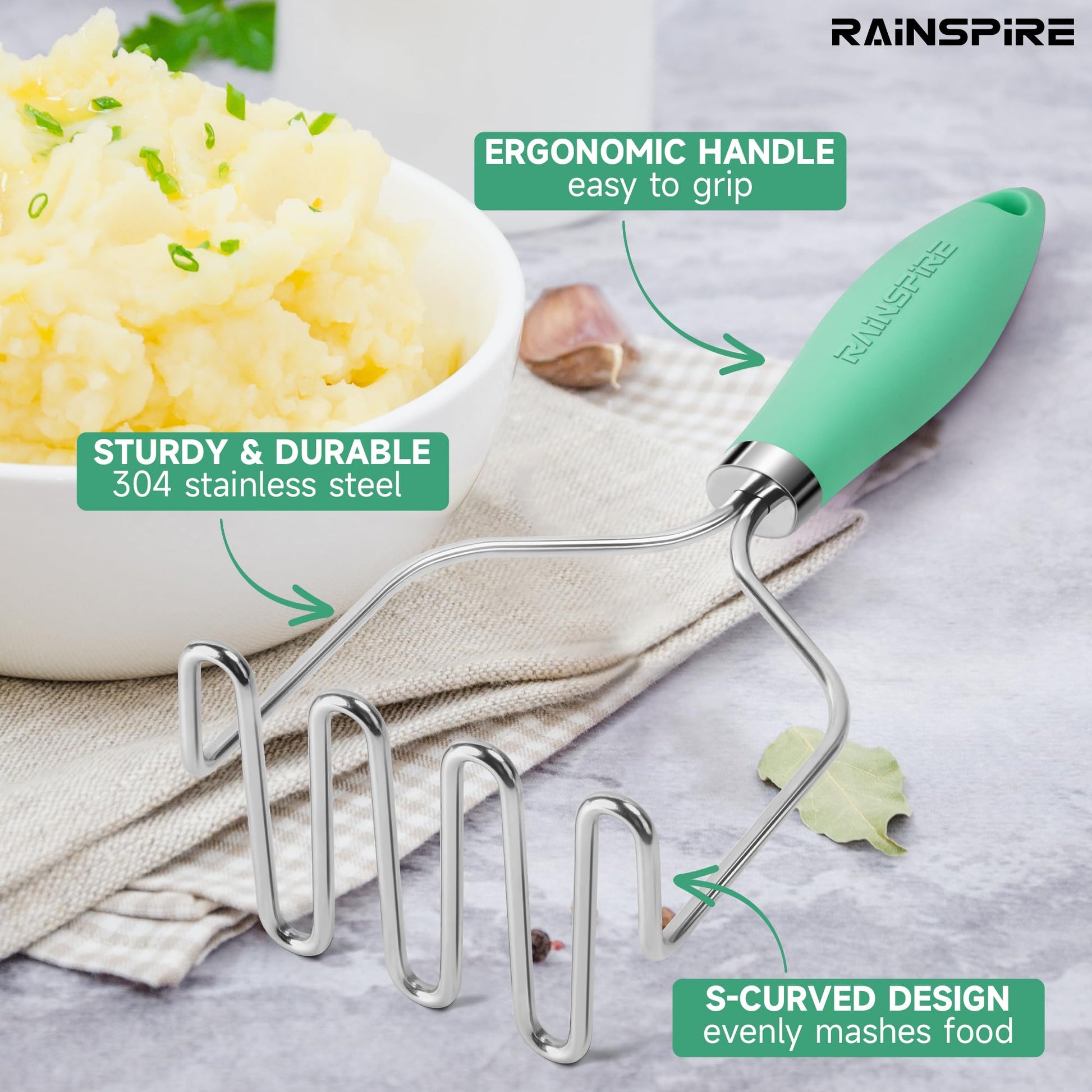Triturador de Patatas Rainspire Acero Inoxidable Mango Antideslizante