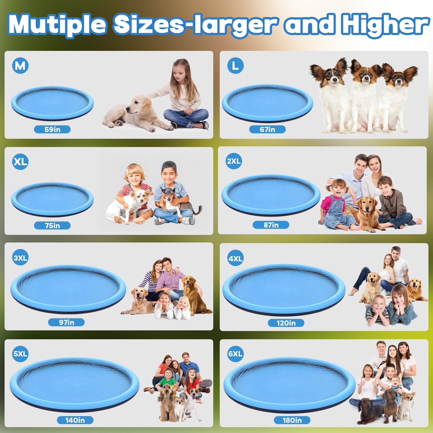 CACSPS - Almohadilla antideslizante para salpicaduras de 75 pulgadas para niños y perros, rociadores gruesos para piscina de verano al aire última intervensión, juguetes de agua extra grandes para