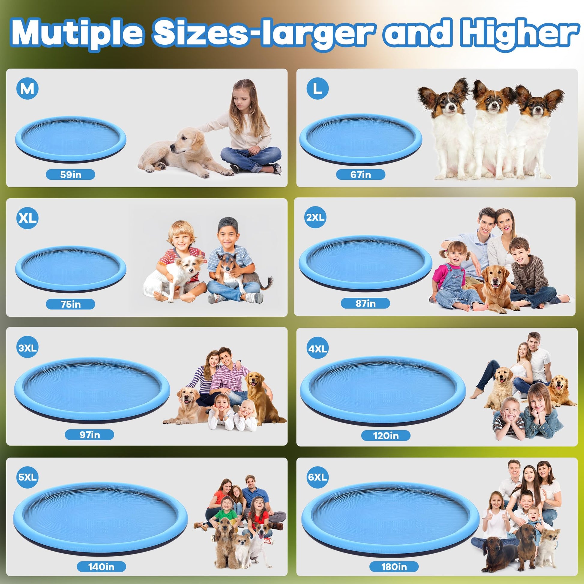 CACSPS - Almohadilla antideslizante para salpicaduras de 75 pulgadas para niños y perros, rociadores gruesos para piscina de verano al aire última intervensión, juguetes de agua extra grandes para