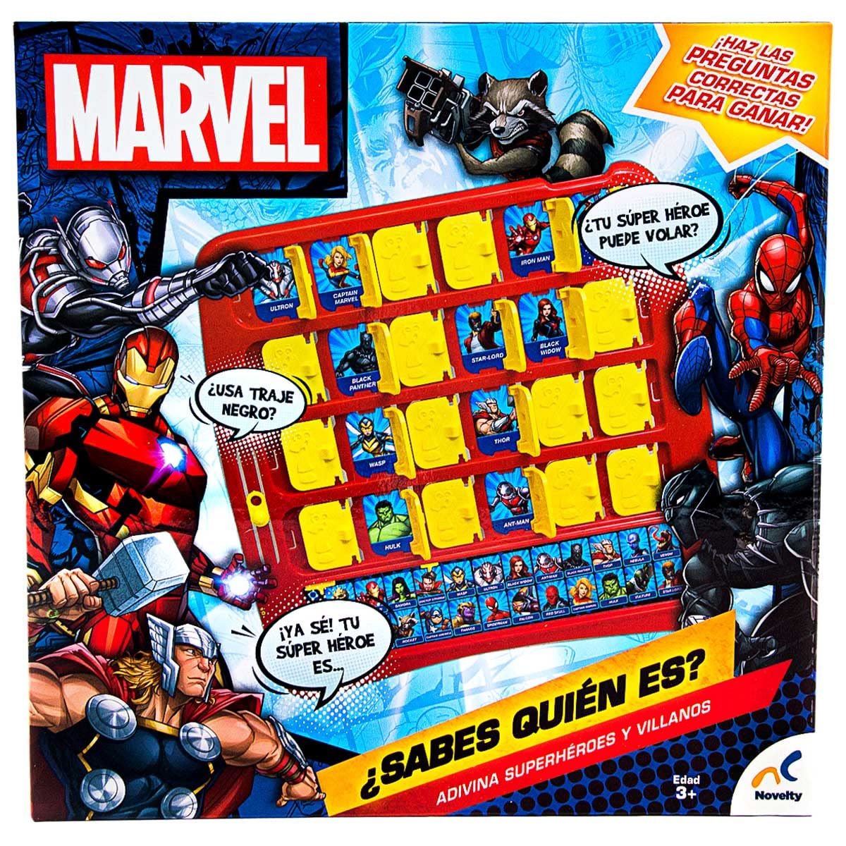 Novelty Corp - Juego de adivinanza de Marvel, 2 jugadores, Edad recomendada: 8+