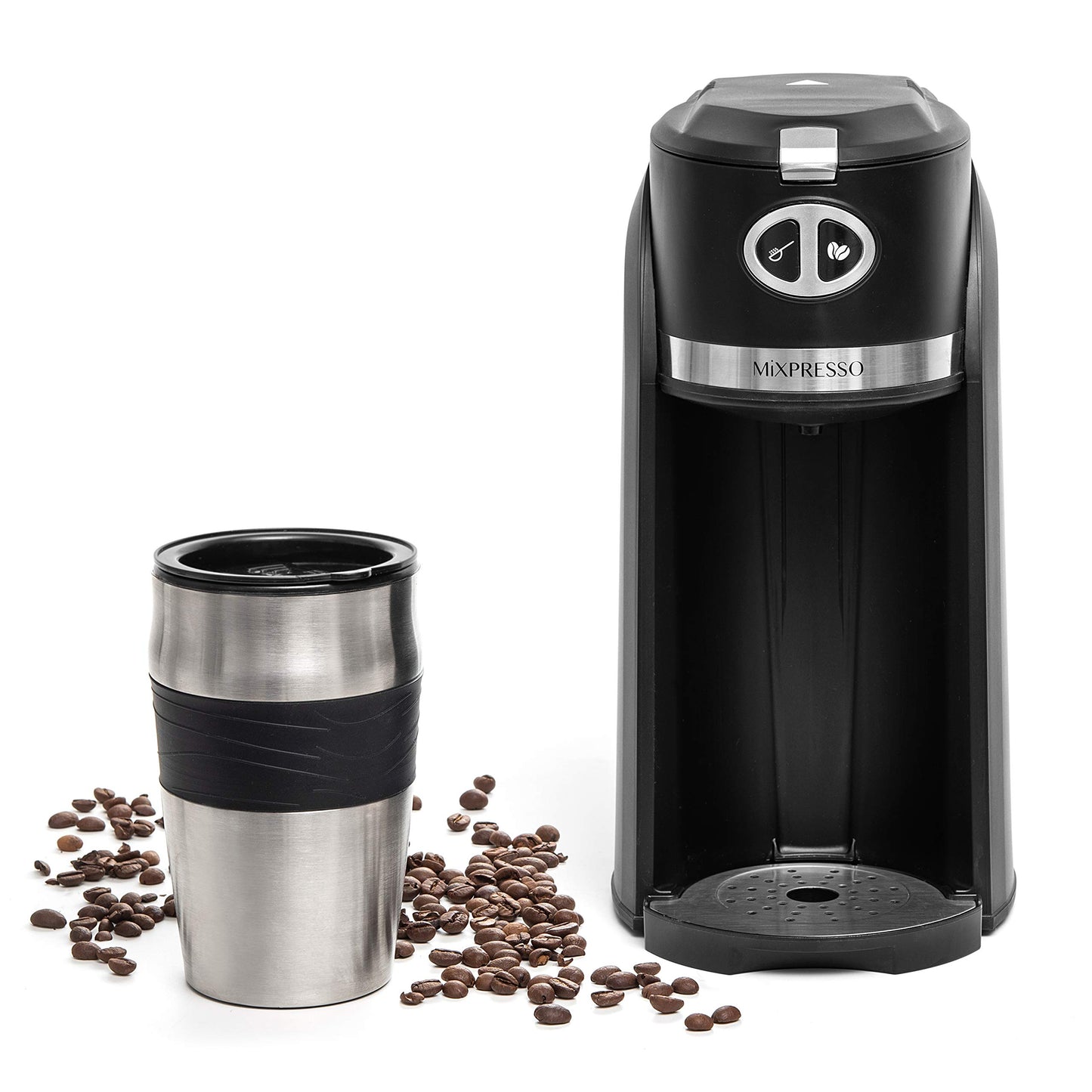 Cafetera Automática Mixpresso Negra con Molinillo Integrado y Taza de Viaje 14 Onzas
