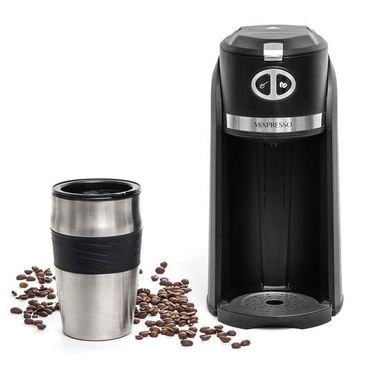 Cafetera Automática Mixpresso Negra con Molinillo Integrado y Taza de Viaje 14 Onzas