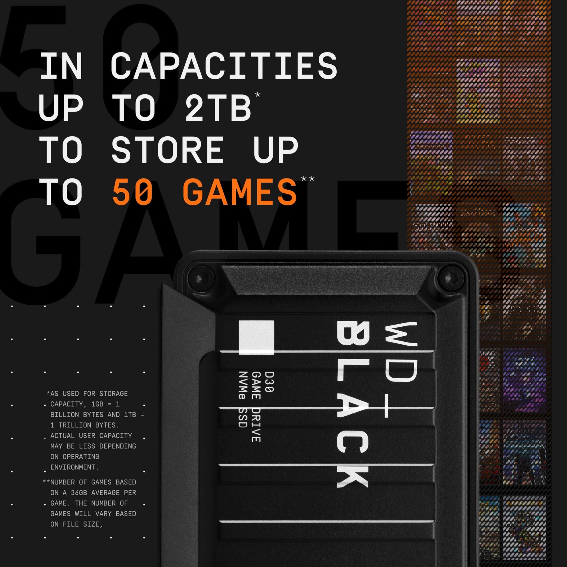 Unidad de Juego SSD WD_BLACK 1 TB Portable Compatible con Xbox y PC hasta 900 MB/s