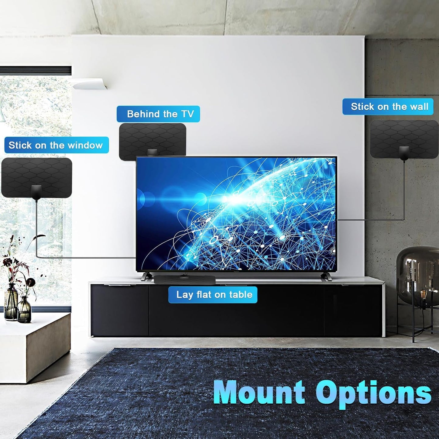 XIANGLYO Antena TV Digital HD Interior, Recepción 360°, 180 Millas, 4K 1080P, Amplificador de Señal Gratis