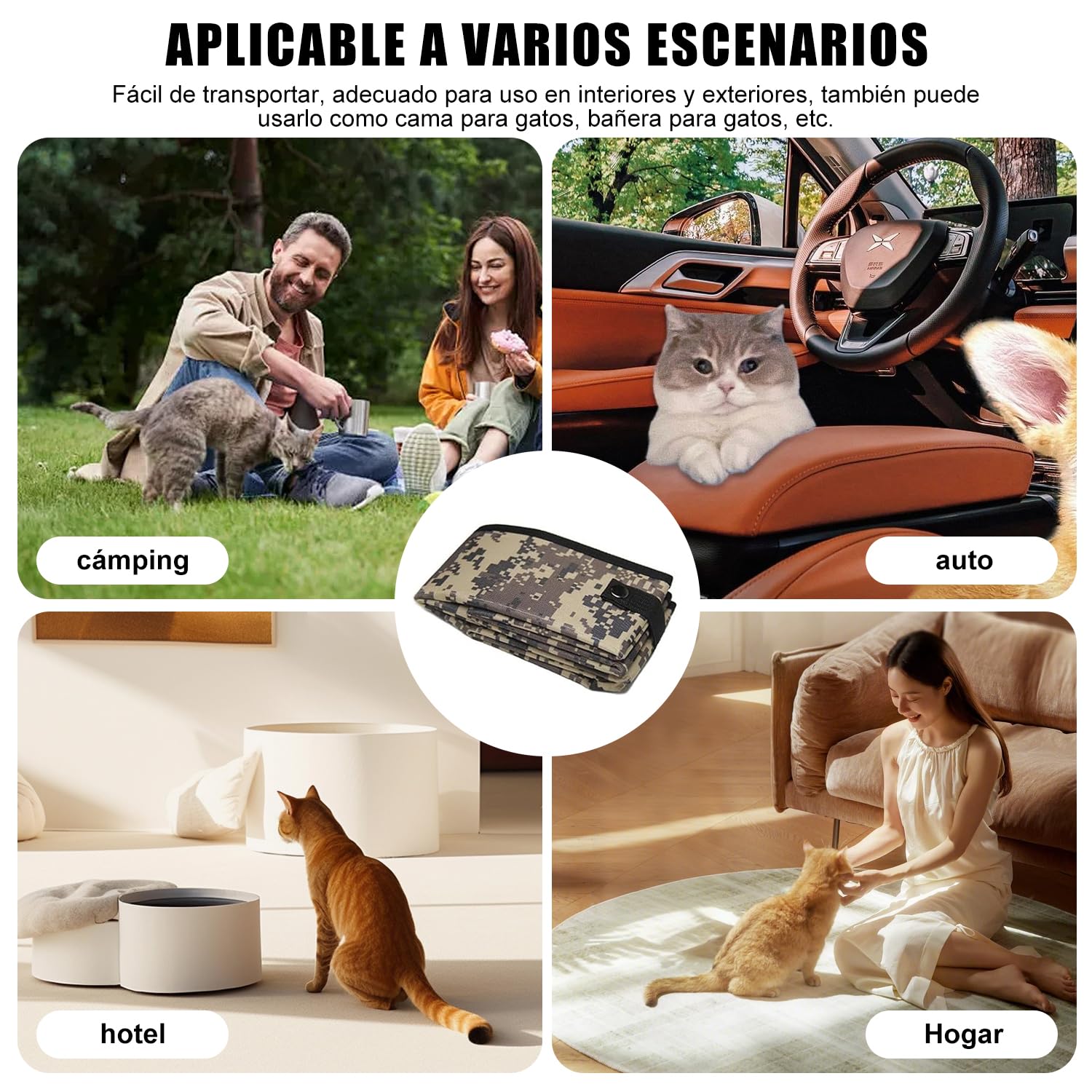 Caja de Arena Qutzix 40cm Azul Plegable para Viaje y Camping para Gato