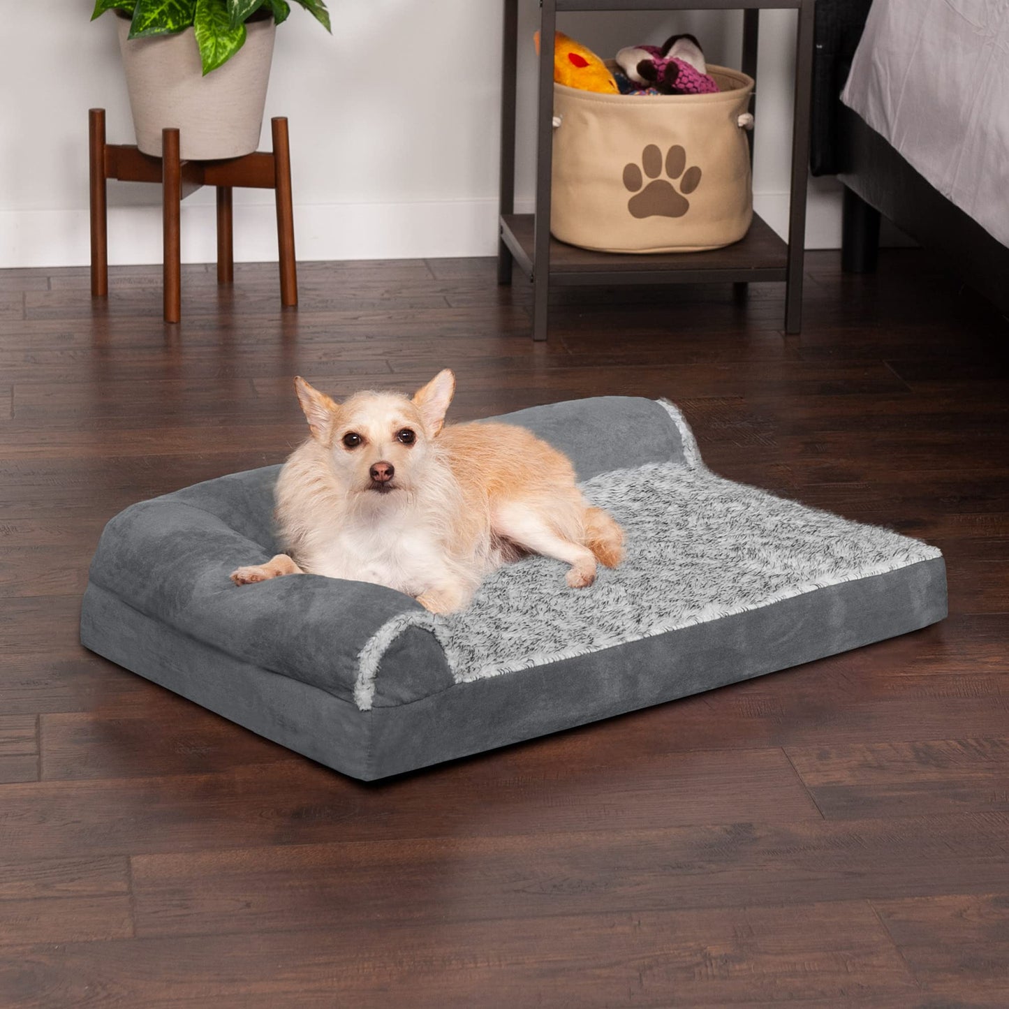 Furhaven - Deluxe - Cama para perros y gatos, gris Stone, tamaño mediano