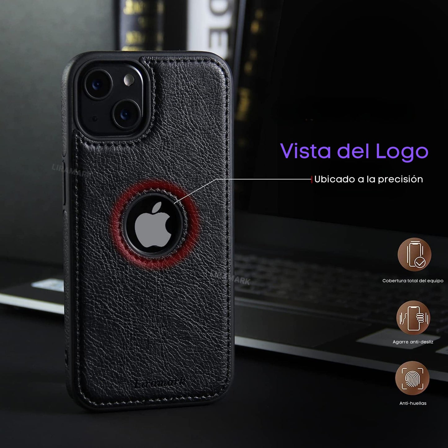 CELULARTE Funda Tipo Piel para iPhone 13 Protector PU Leather Case (Negro, iPhone 13)