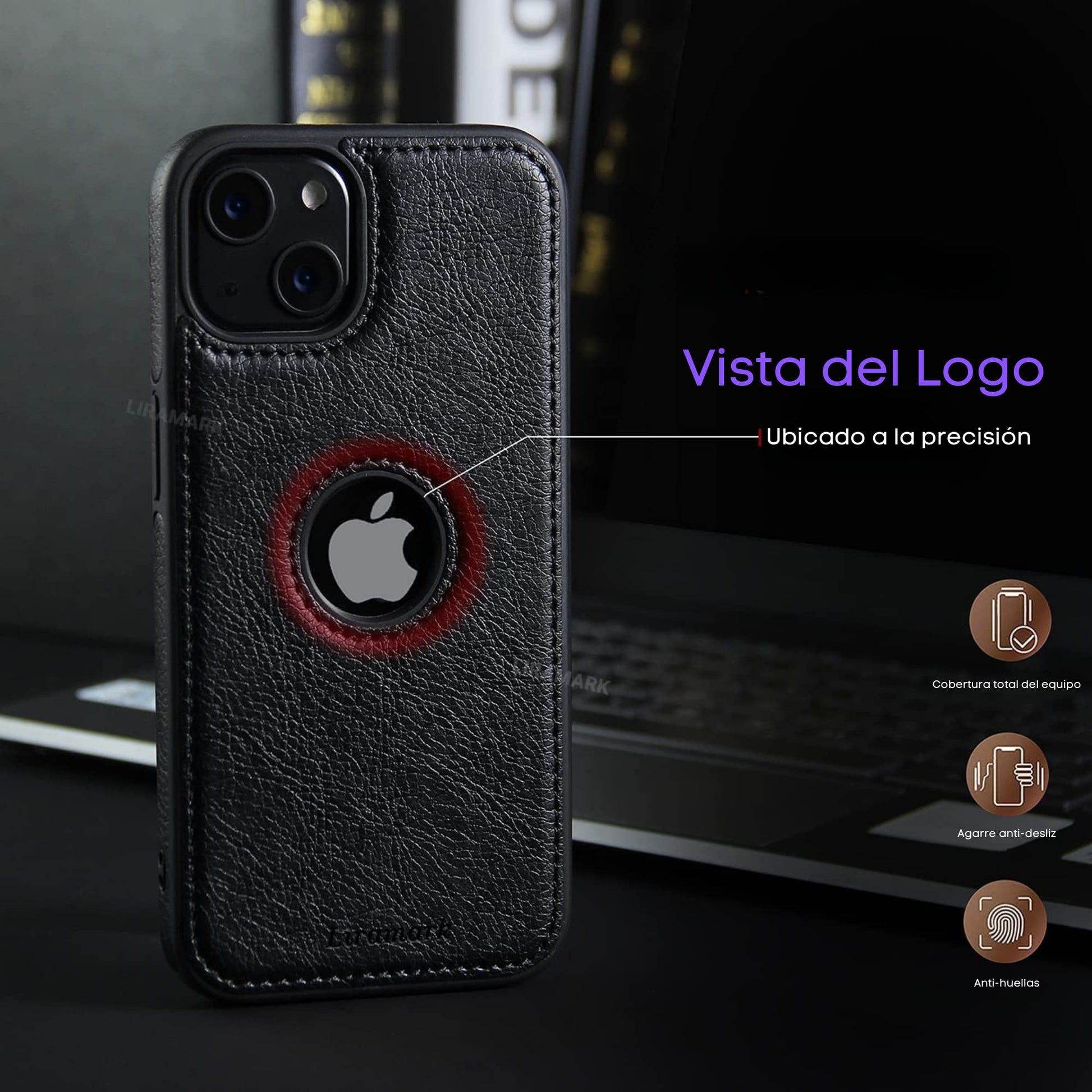 CELULARTE Funda Tipo Piel para iPhone 13 Protector PU Leather Case (Negro, iPhone 13)