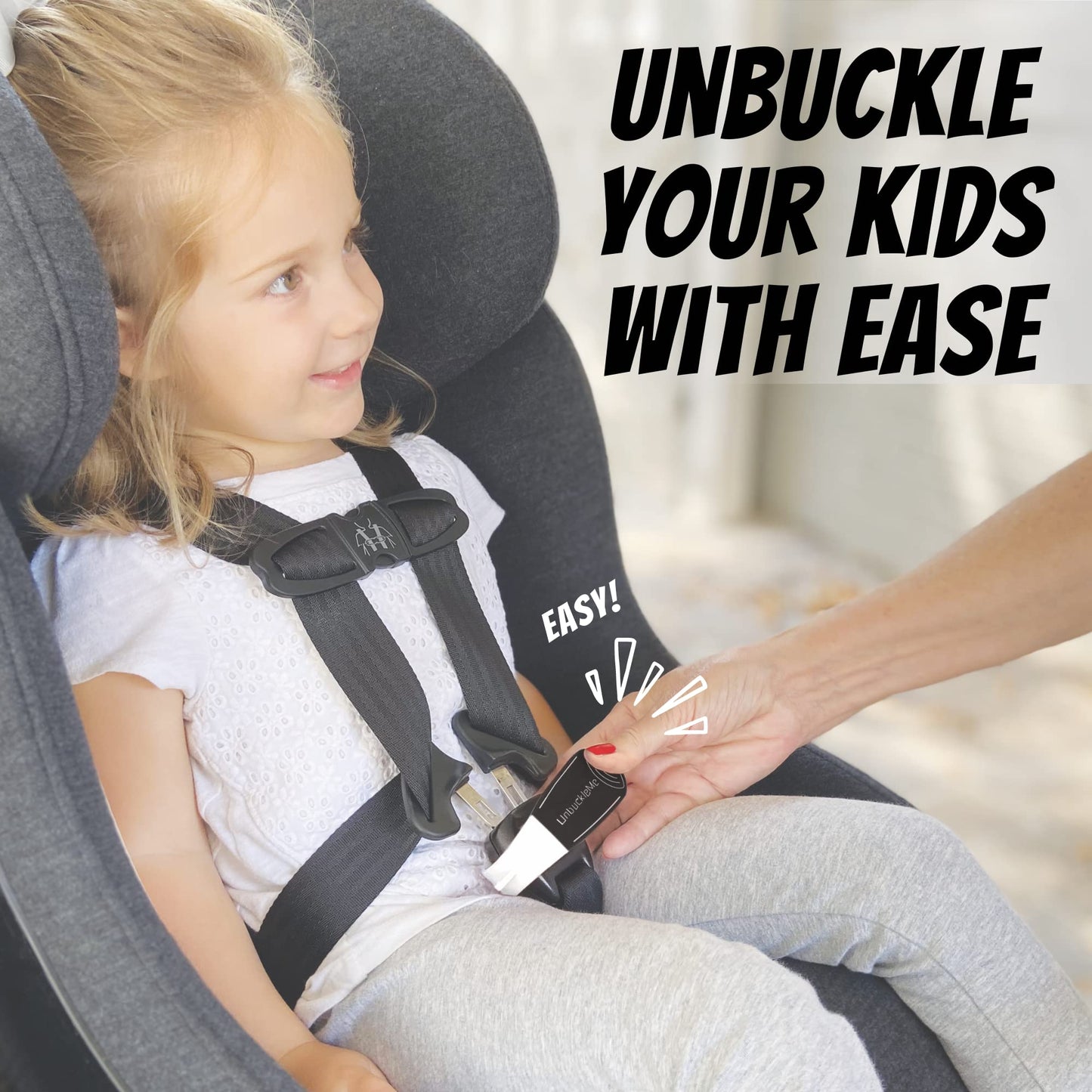 UnbuckleMe - Herramienta de liberación de hebilla de asiento de coche, ayuda fácil de abrir para artritis, uñas largas, niños mayores, empujador de botón para bebés, niños pequeños, asientos
