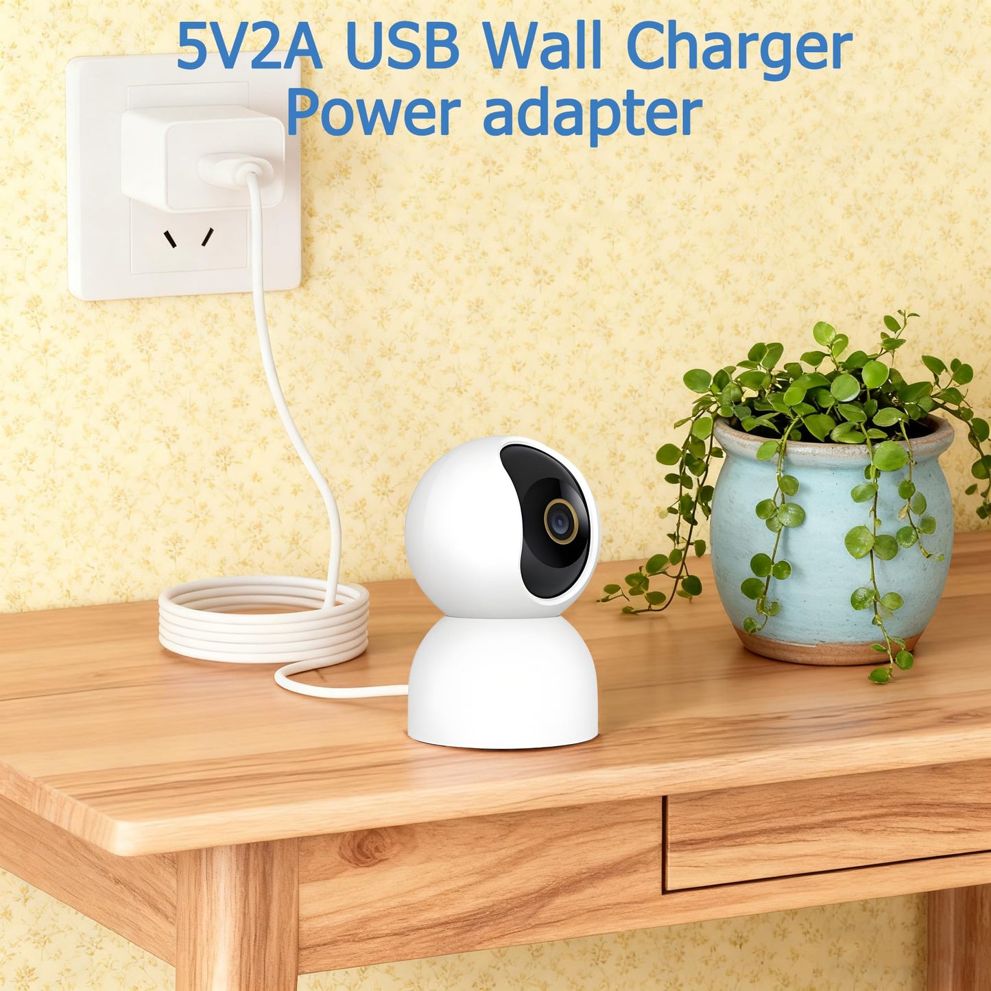 Cargador de Pared USB 5V 2A, Adaptador de Corriente AC para W Yze CAM, Nest CAM, Kasa CAM, Furbo Dog, A mazon Cloud CAM, alimentación inalámbrica de cámara de Seguridad IP (2 Unidades)