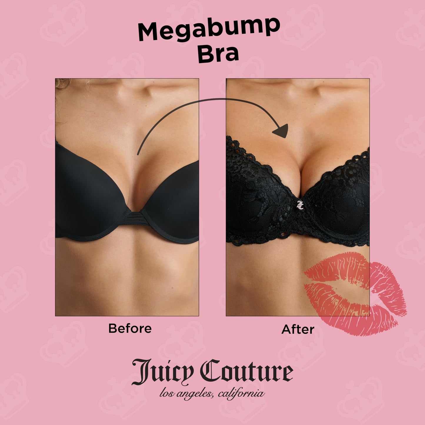Juicy Couture Conjunto de 3 sujetadores de encaje con efecto push-up extremo para mujer (rosa flamenco/rosa/negro, talla 38C)