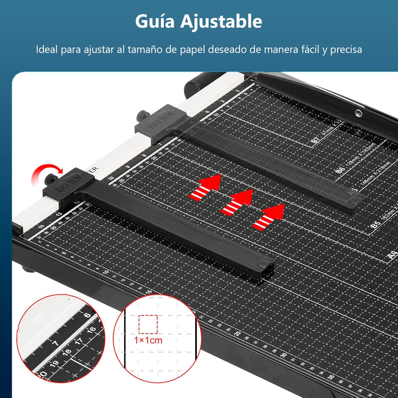 Guillotina Metal Cortador Afilado Papel Foto Tarjeta Cizalla A4 Diferentes Tamaño de Hoja para Hogar Oficina Casa Trabajo | Negro