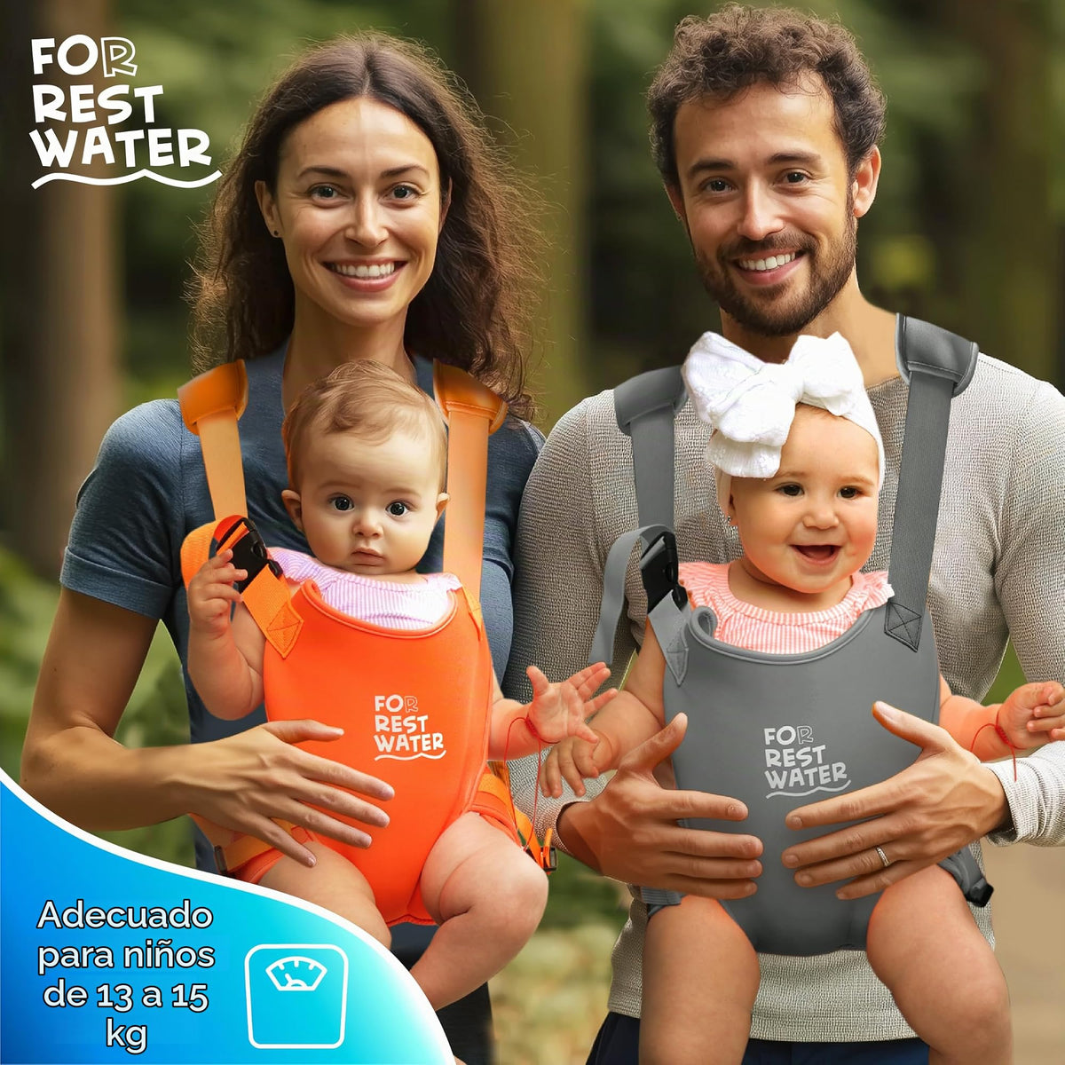 Portabebés de neopreno ergonómico de alta calidad para agua cálida y segura y diversión en la tierra (4-24 meses) – Arnés ajustable para bebés y niños pequeños – Portabebés de verano e invierno (gris)
