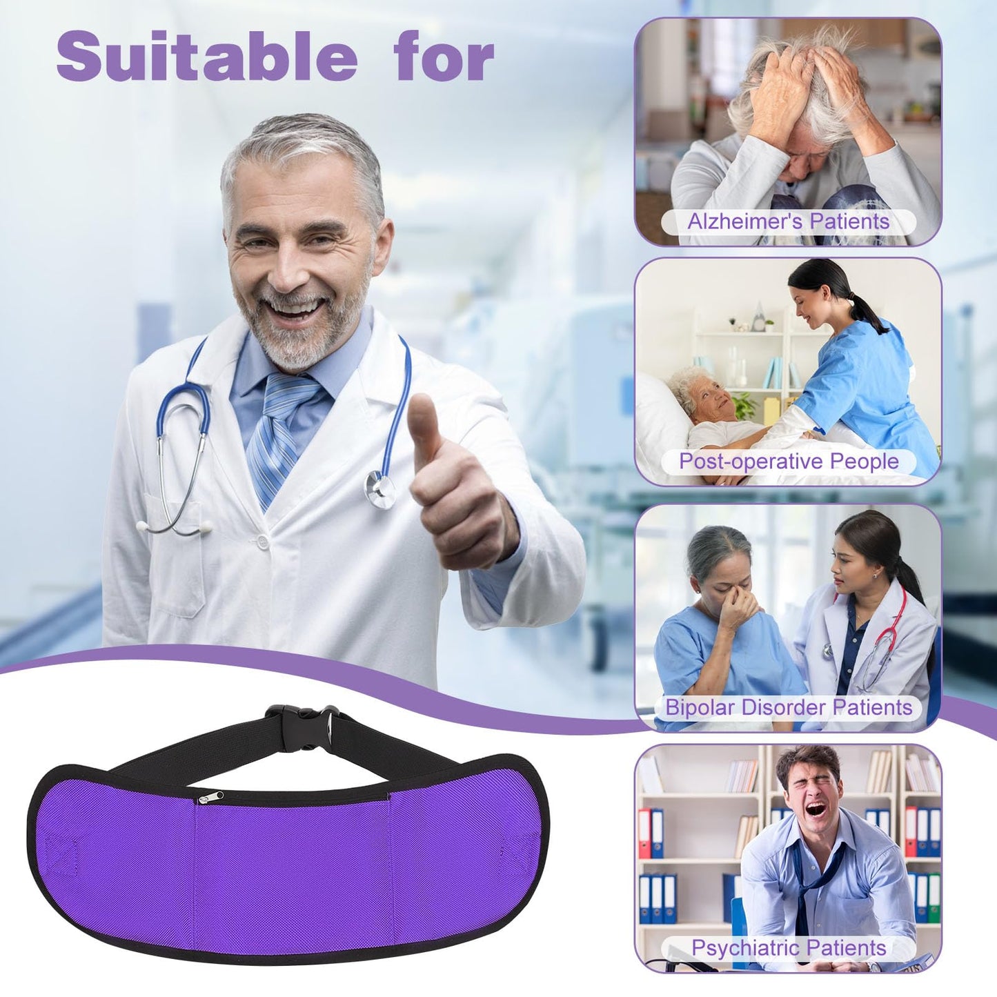 Cinturón de seguridad para silla de ruedas Rhino Valley, correas de sujeción médicas ampliadas para pacientes con demencia, bandas de sujeción anticaídas para personas mayores, arnés de seguridad