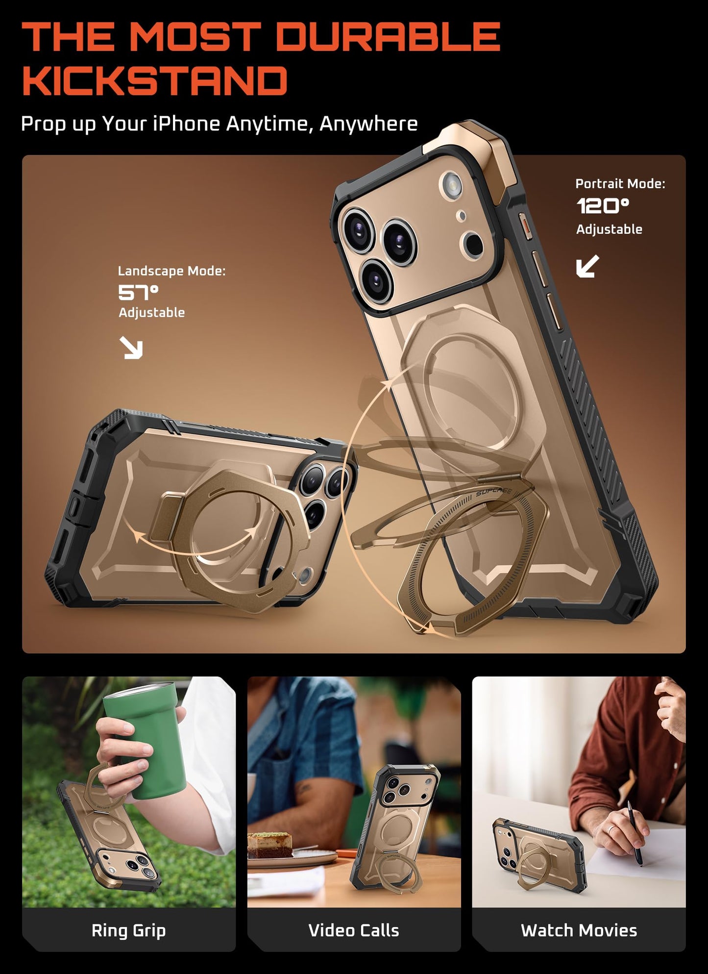 SUPCASE Funda Magnética para iPhone 17 Pro MAX Case Compatible con Magsafe [UBGrip] Resistente Carcasa Protectora con Soporte para iPhone 17 Pro MAX - Desert