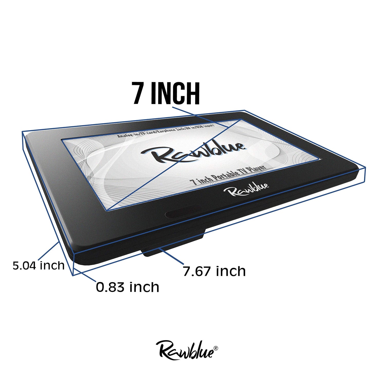 Rawblue - Televisor digital portátil (7", visualización ATSC TFT LED), color azul