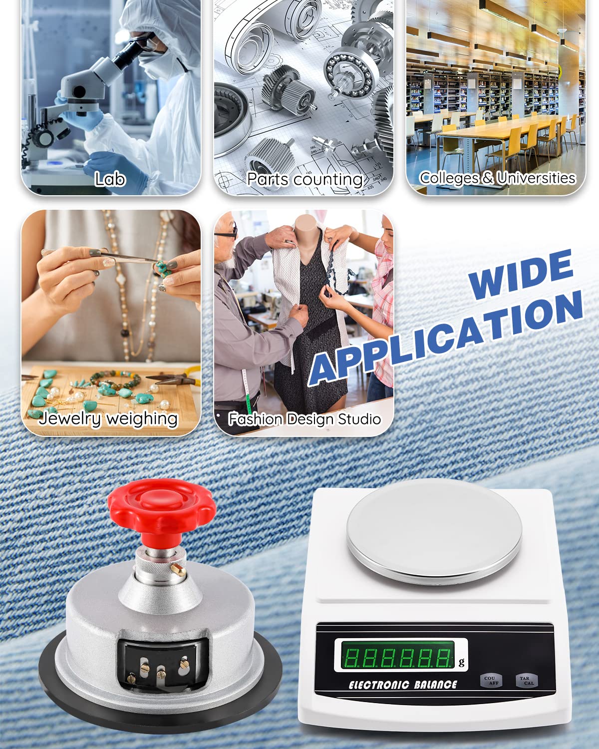 Balanza Electrónica Digital NEWTRY GSM con Cortador de Tela para Textil Papel No Tejidas 600g/0,01g