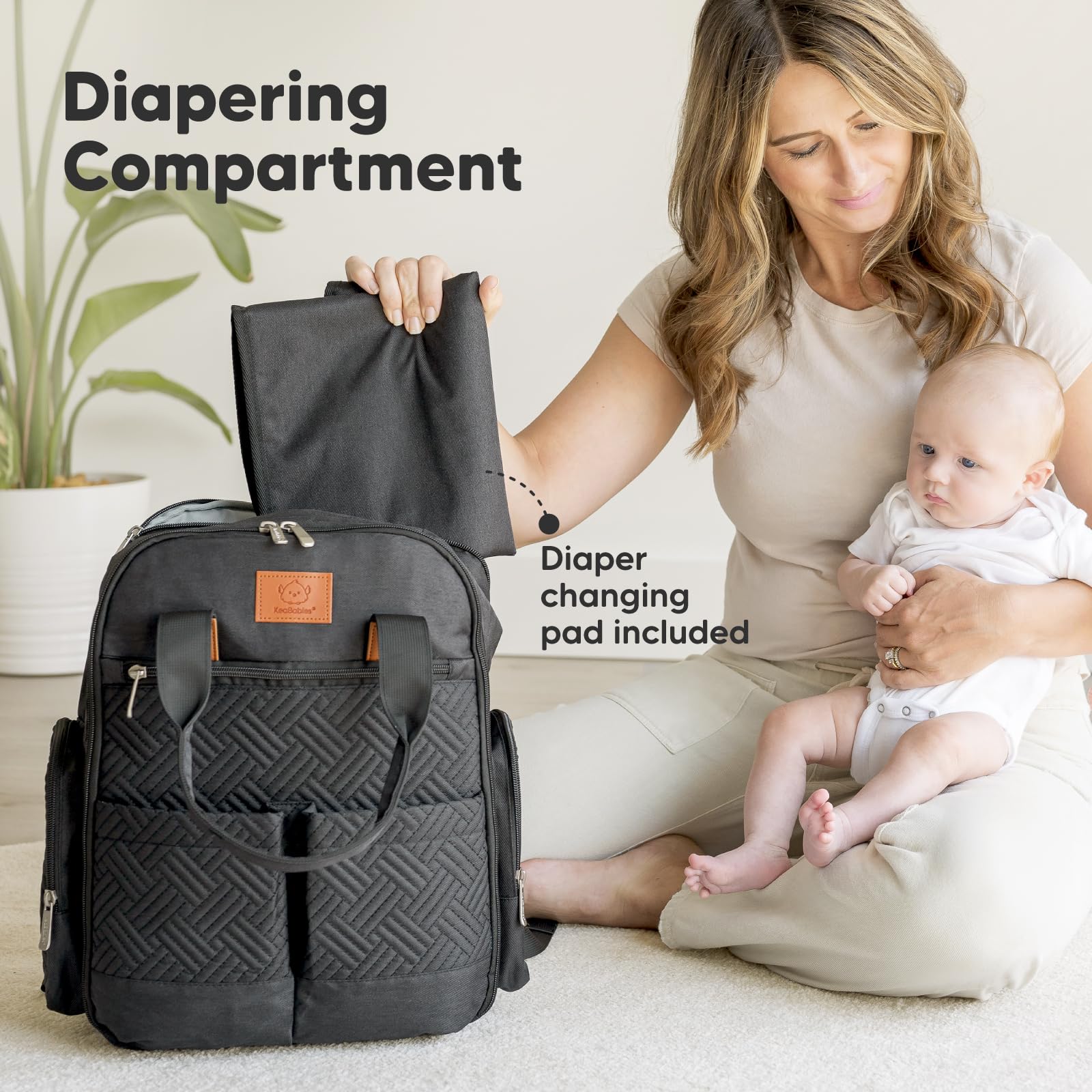 KeaBabies - Mochila para pañales para niñas, niños, mamá y papá (carbón)
