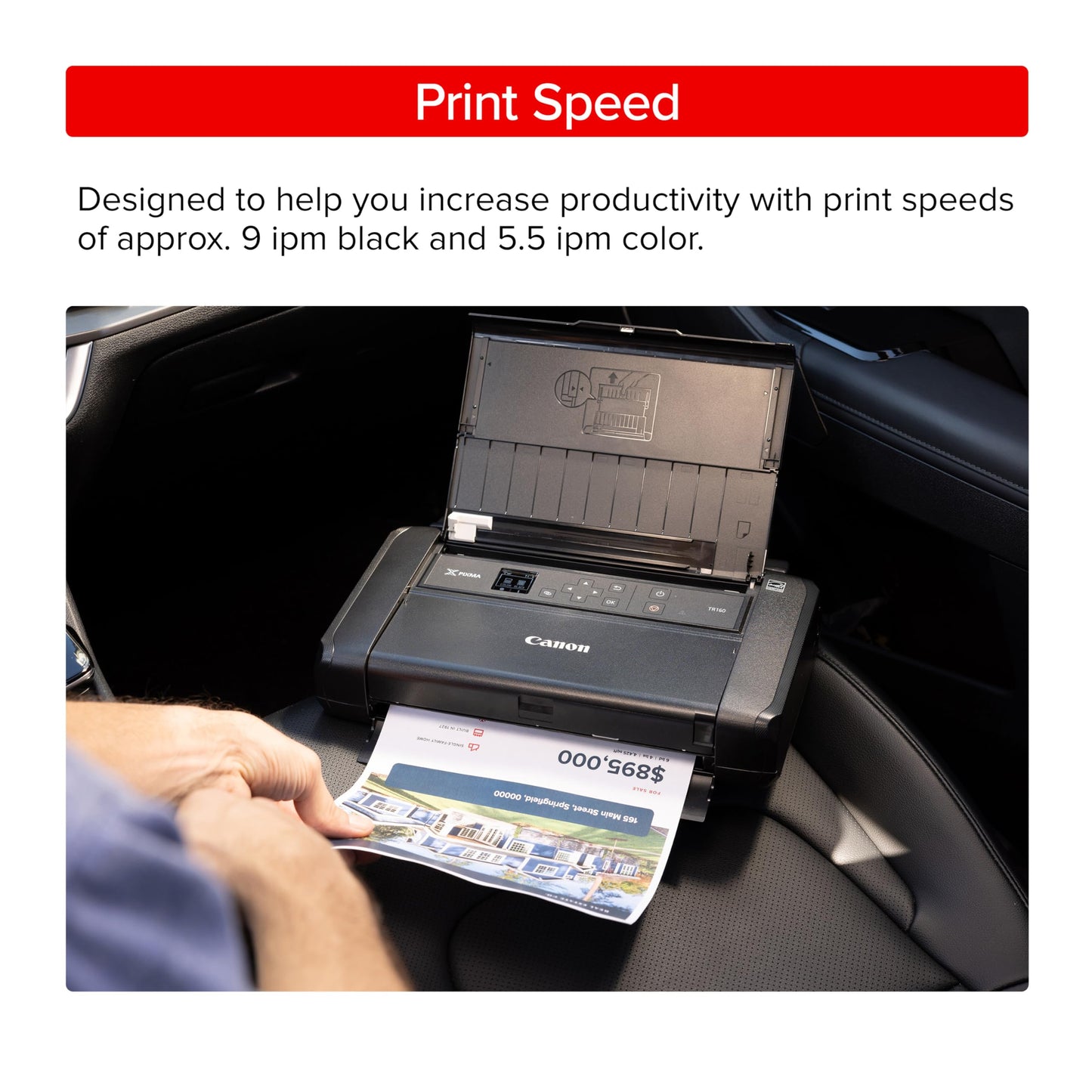 Canon PIXMA TR160 Impresora portátil inalámbrica, Bandeja de Papel de 50 Hojas y visualización de 1.44"