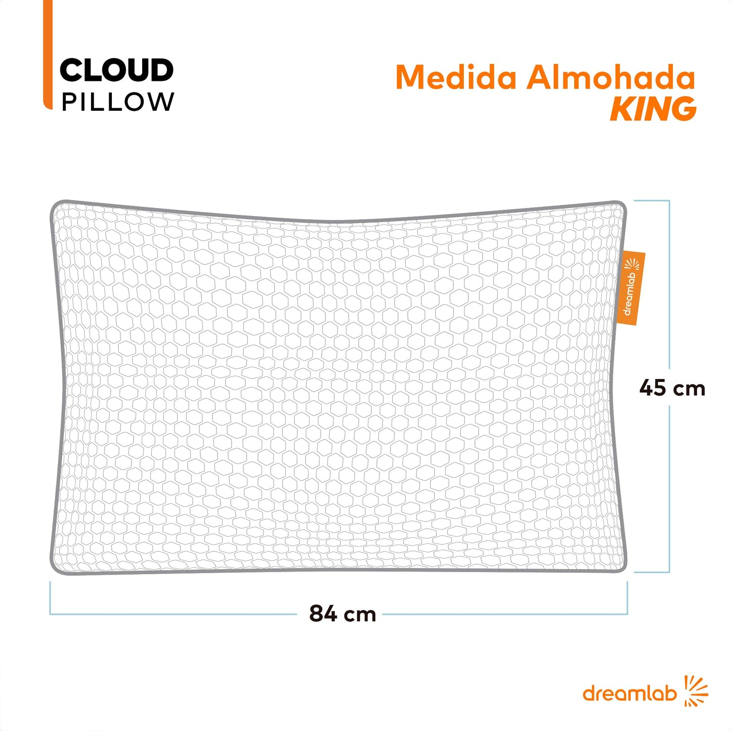 Almohada Dreamlab Blanca con Altura Ajustable y Memory Foam Hipoalergénica Tamaño King Size