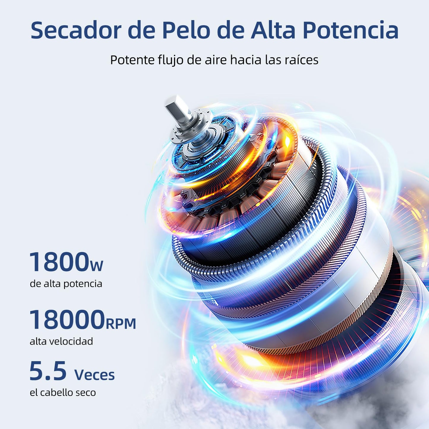 Secadora de Cabello,1800W Secadora para Cabello Profesional,3 Temperatura Ajustable,Ion Negativo,Secadora de Pelo Viaje Portatil y Plegable,Con Boquilla,Difusor,Peine y Pinza de Pelo,para Hogar,Salón