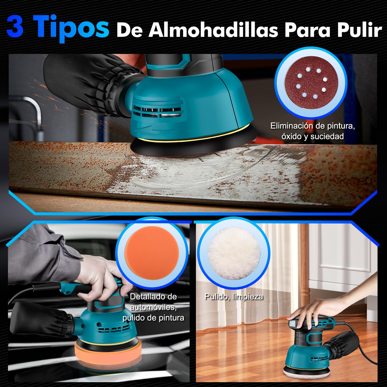 Pulidora Orbital Lostrain 5 Pulgadas Velocidad Variable para Auto, Madera y Piso