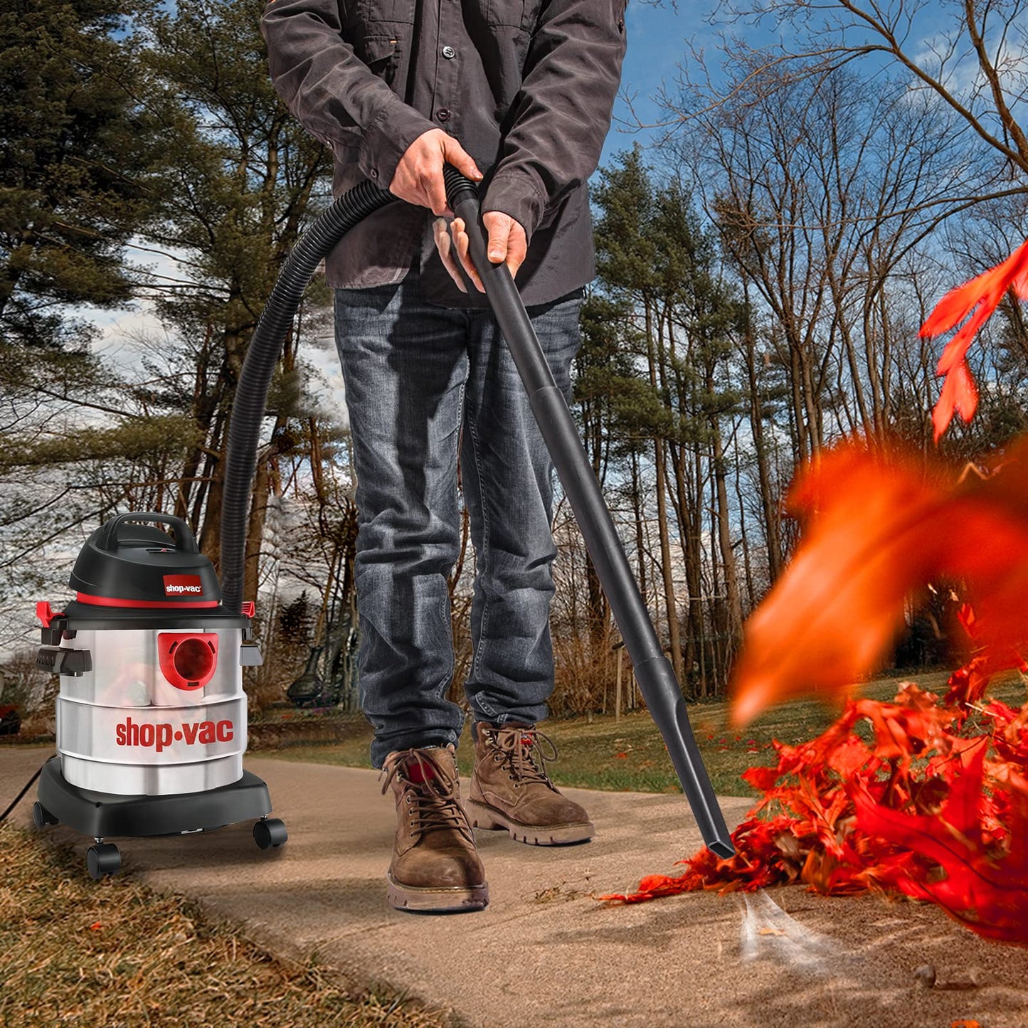 Aspiradora Húmeda y Seca Shop-Vac Acero Inoxidable 5 Galones Portátil para Taller y Cochera