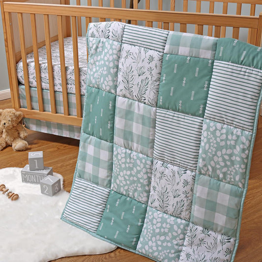 The Peanutshell - Juego de cama de 3 piezas para cuna de bebé para niños y niñas, juego de cama para recién nacidos, bebés y niños pequeños, decoración con sábana bajera para cuna, volantes contra el