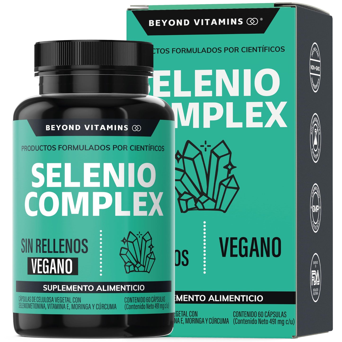 Cápsulas Seleniometionina Veganas con Vitamina E, Moringa y Raíz de Cúrcuma