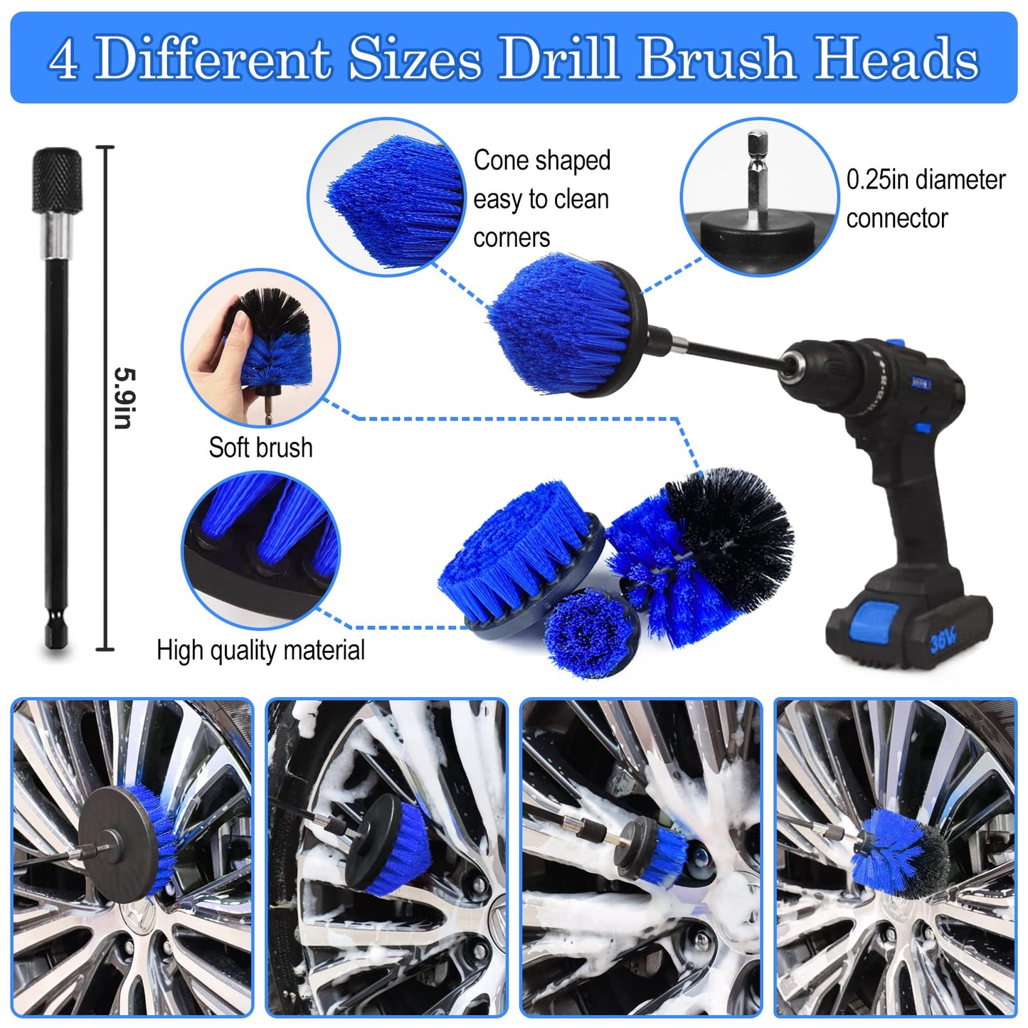 Kit de 27 piezas para detalles de automóviles, juego de cepillos para detalles de automóviles, cepillos para detalles de automóviles, kit de lavado de automóviles, accesorios de automóviles, kit de