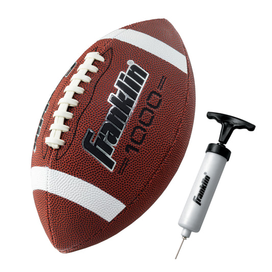 Franklin Sports - Fútbol de fútbol Oficial para Todo Tipo de Clima, 1000 regulaciones para Exteriores, Pelota de Piel sintético para Adultos, Agarre Adicional, tamaño Oficial, café + Blanco