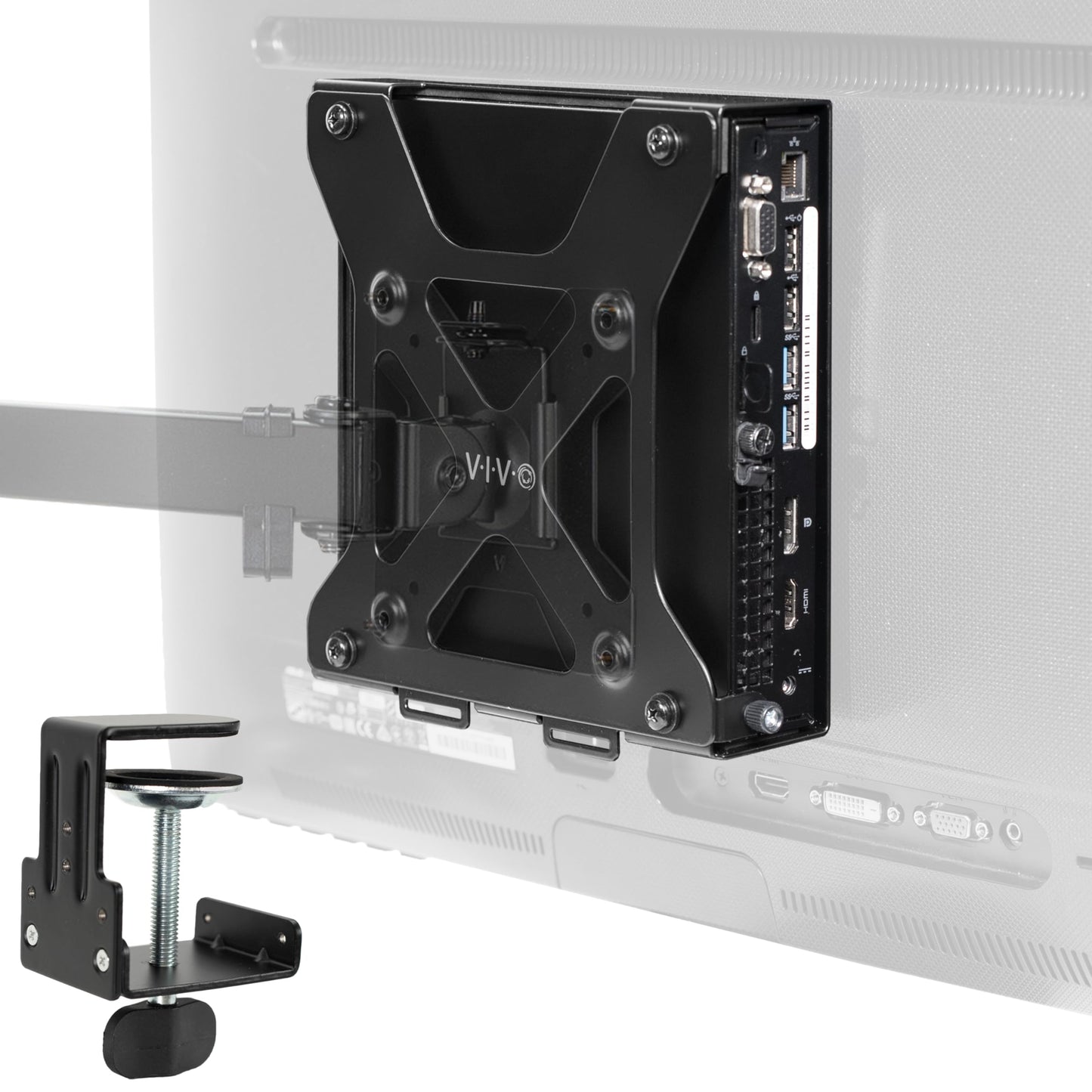 Soporte VESA para Monitor VIVO Negro con Abrazadera, Diseñado para Dell OptiPlex Micro CPU