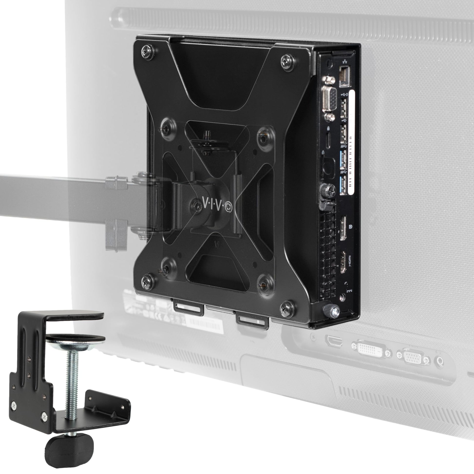 Soporte VESA para Monitor VIVO Negro con Abrazadera, Diseñado para Dell OptiPlex Micro CPU