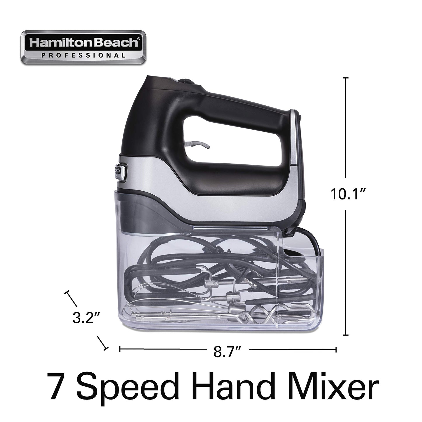 Hamilton Beach 62655 - Batidora (Batidora de mano, Negro, Acero inoxidable, Batir, Mezcla, Mezcla, DC, QuickBurstTM, Soft ScrapeTM, KitchenAid®f, 221 mm)